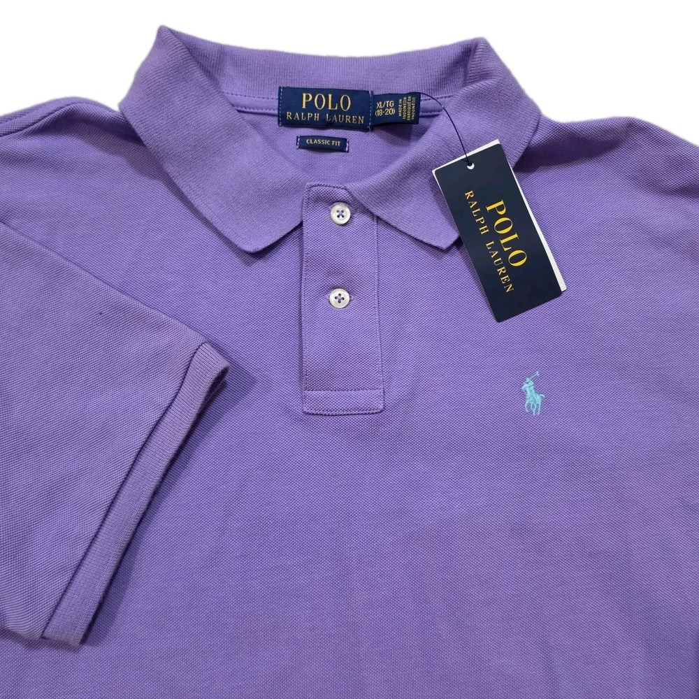 POLO Ralph Lauren Boys XL 18-20 Purple Polo Shirt Short Sleeve NWT Classic Fit